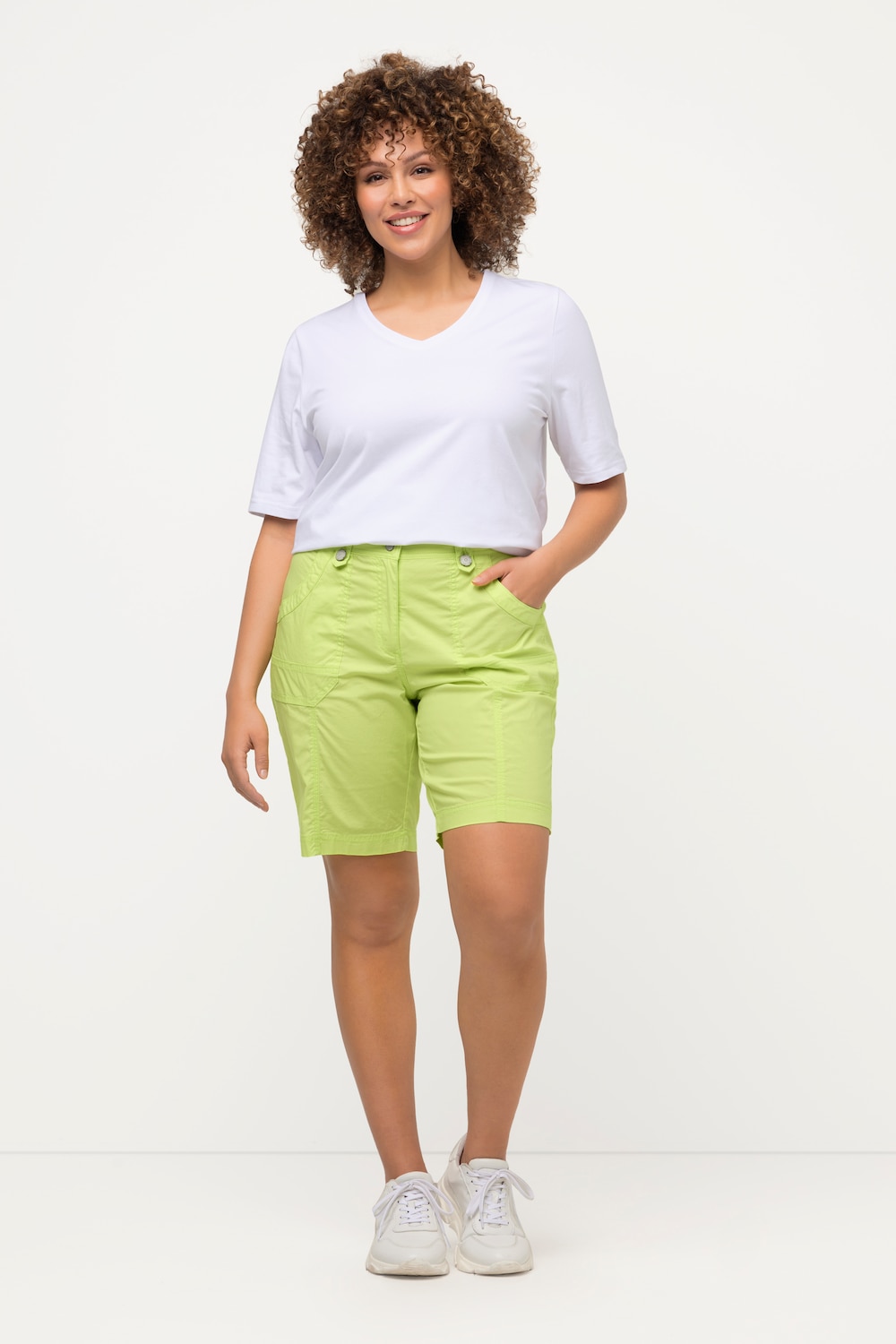 grandes tailles bermuda style cargo 4 poches, femmes, vert, taille: 48, coton, ulla popken