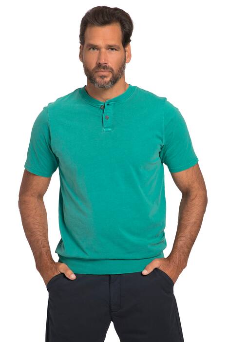 Henley, břišní střih, krátké rukávy, vintage vzhled, kulatý výstřih, do 8XL