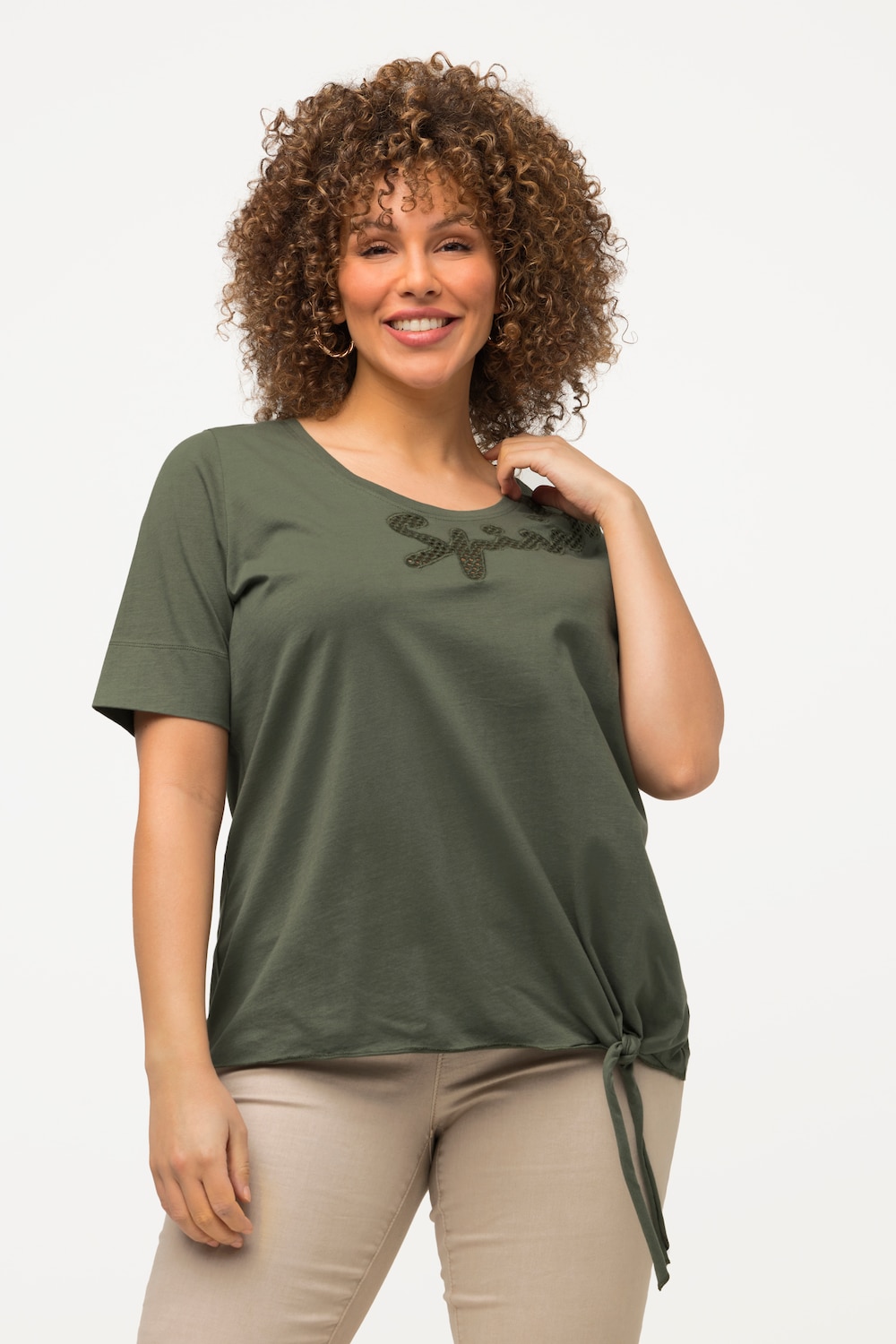 Grote Maten T-shirt, Dames, groen, Maat: 46/48, Katoen, Ulla Popken