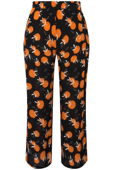 Palácové kalhoty, pomeranče, krep se strukturou kůry, elastický pas
