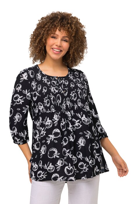 Mačkaná halenka, pomeranče, A střih, kulatý výstřih, 3/4 rukávy