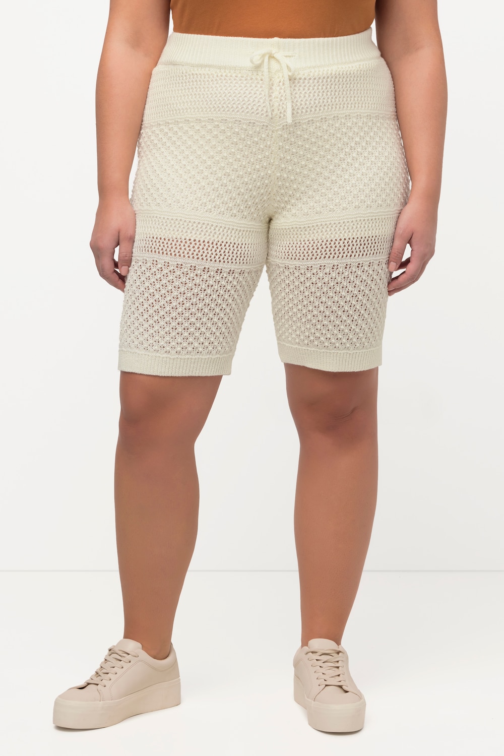 Große Größen Häkel-Bermuda, Damen, beige, Größe: 50/52, Synthetische Fasern/Polyester, Ulla Popken