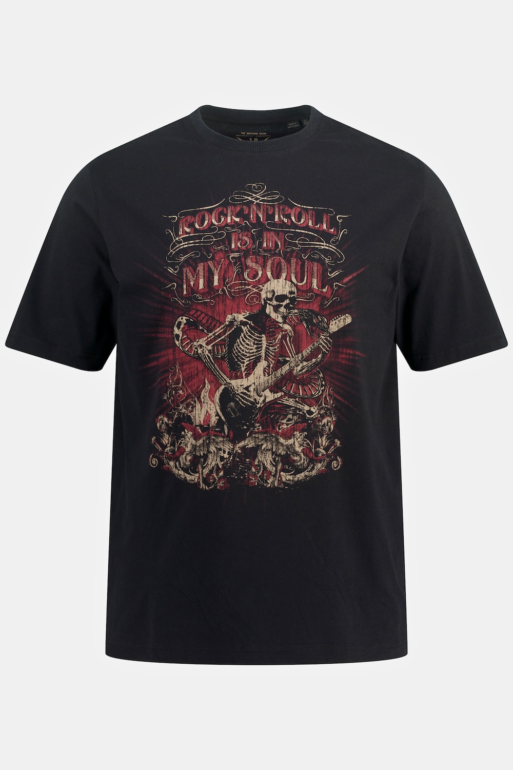 T-Shirt, Halbarm, Skelett Print, Rundhals