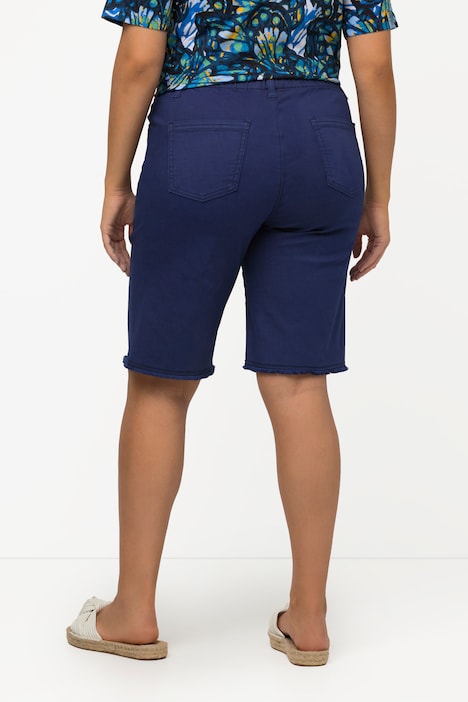 Frayed Hemline Elastic Waistband Bermuda Shorts | Shorts | Pants
