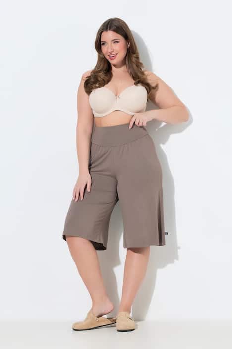 Bermuda, weites, gerades Bein, Elastikbund