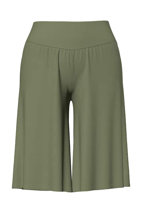 Bermudy, široké, rovné nohavice, elastický pas