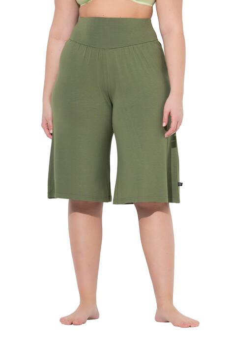 Bermudy, široké, rovné nohavice, elastický pas