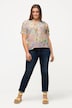Bluse, blomsterprint, Oversized, V-udskæring, halværmer