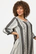 Kaftan, etnomønster, A-linje, tunika-udskæring, 3/4-ærmer
