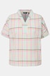 Bluse, Karomuster, Oversized, V-Ausschnitt, Halbarm