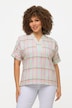Bluse, Karomuster, Oversized, V-Ausschnitt, Halbarm