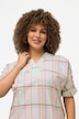 Bluse, Karomuster, Oversized, V-Ausschnitt, Halbarm