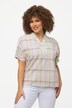 Bluse, Karomuster, Oversized, V-Ausschnitt, Halbarm