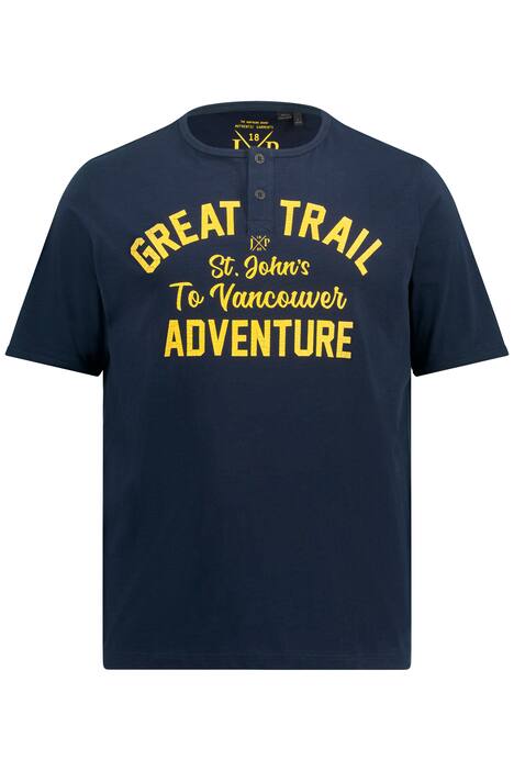 Henley, krátké rukávy, potisk na hrudi, kulatý výstřih