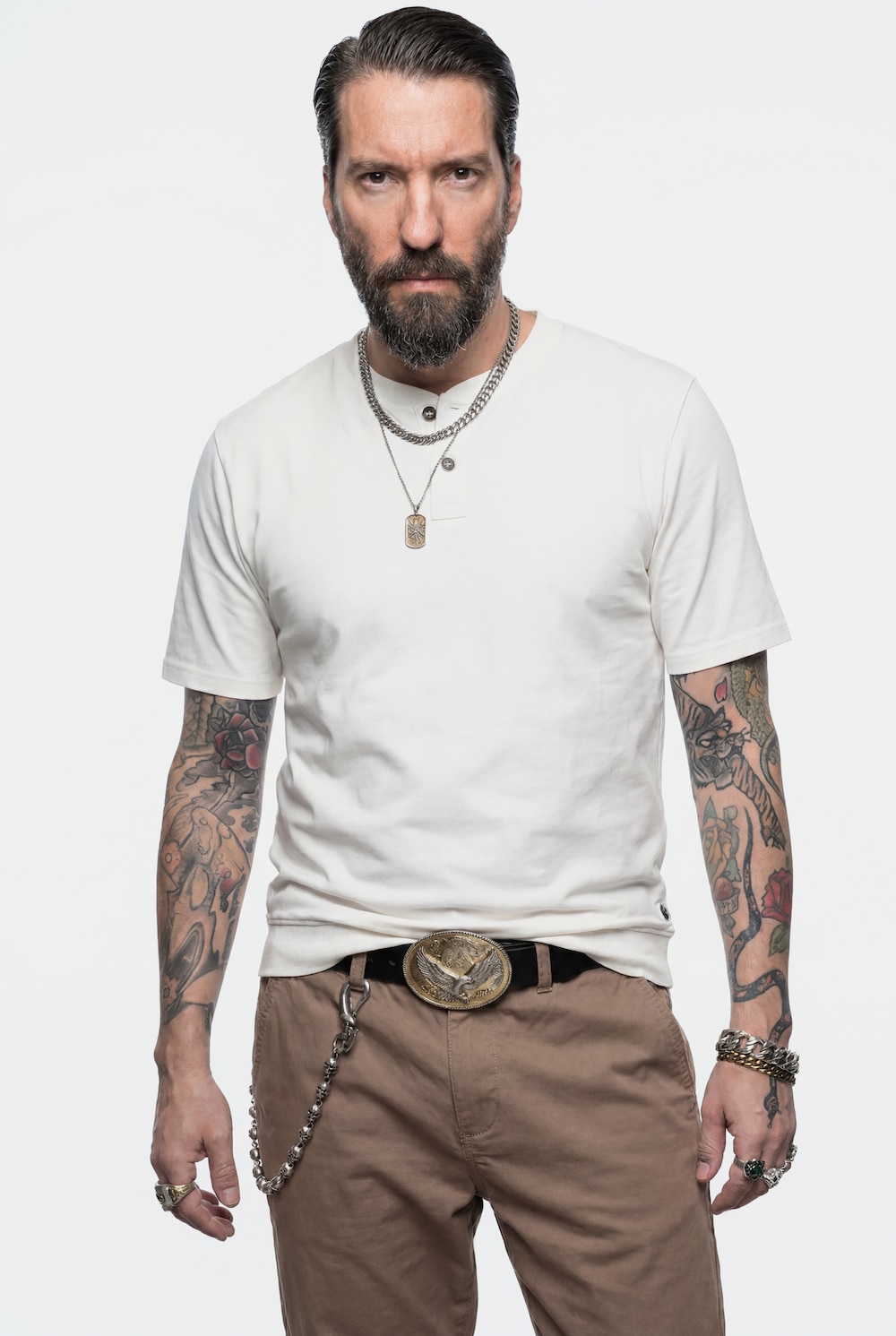 Henley, Bauchfit, Halbarm, Rundhals, bis 8 XL