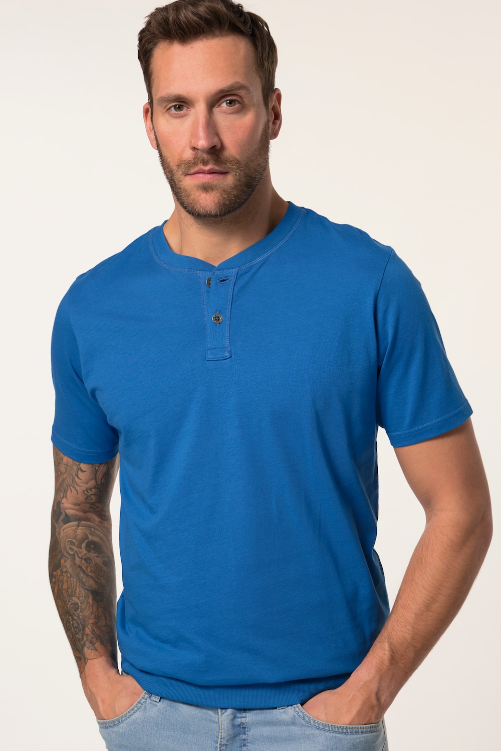 Henley, Bauchfit, Halbarm, Rundhals, bis 8 XL