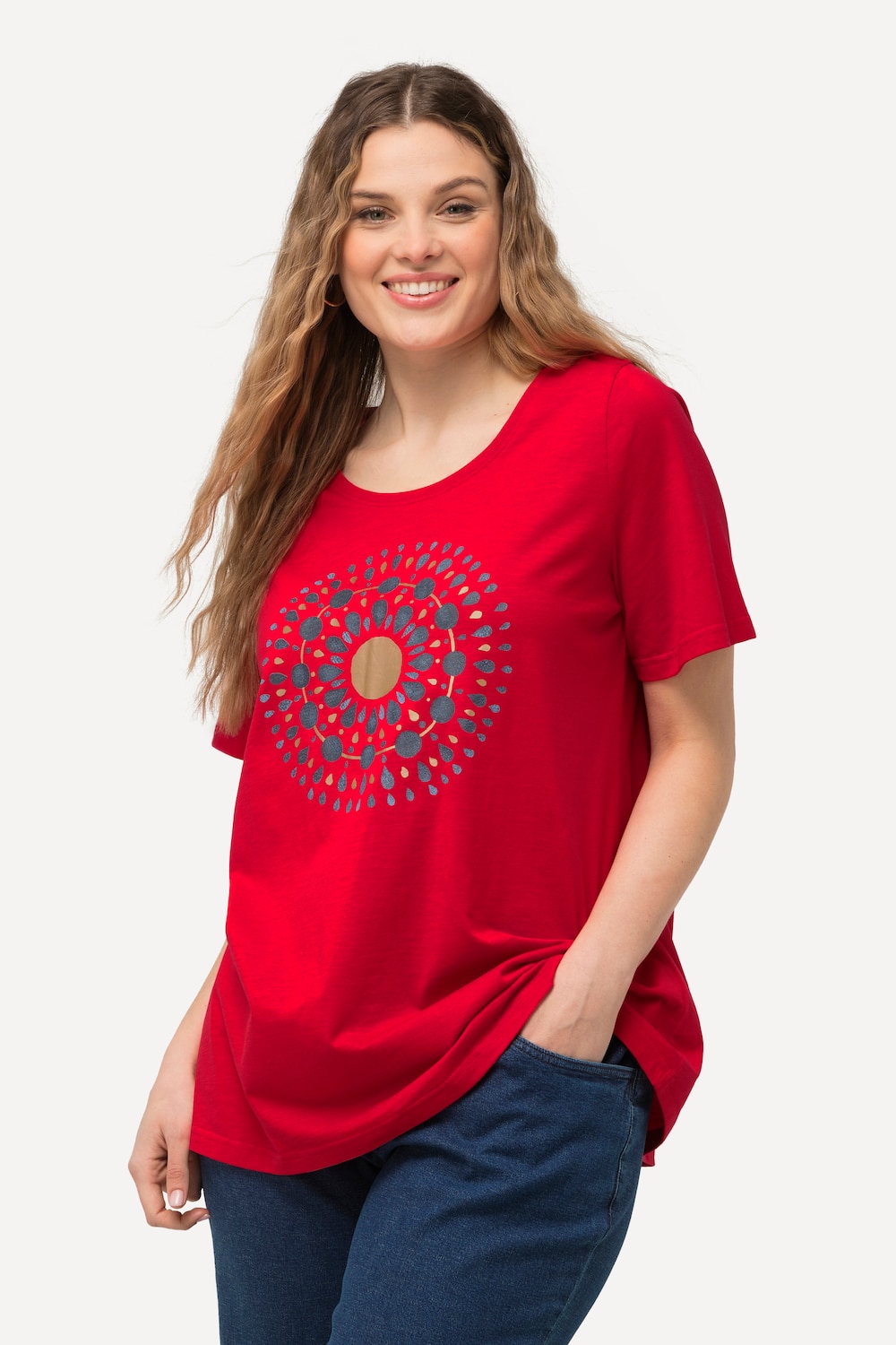 Große Größen T-Shirt, Damen, rot, Größe: 50/52, Baumwolle, Ulla Popken