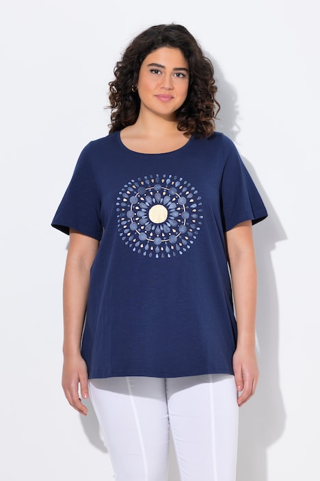 T-shirt en A à col rond et manches courtes. Mandala.