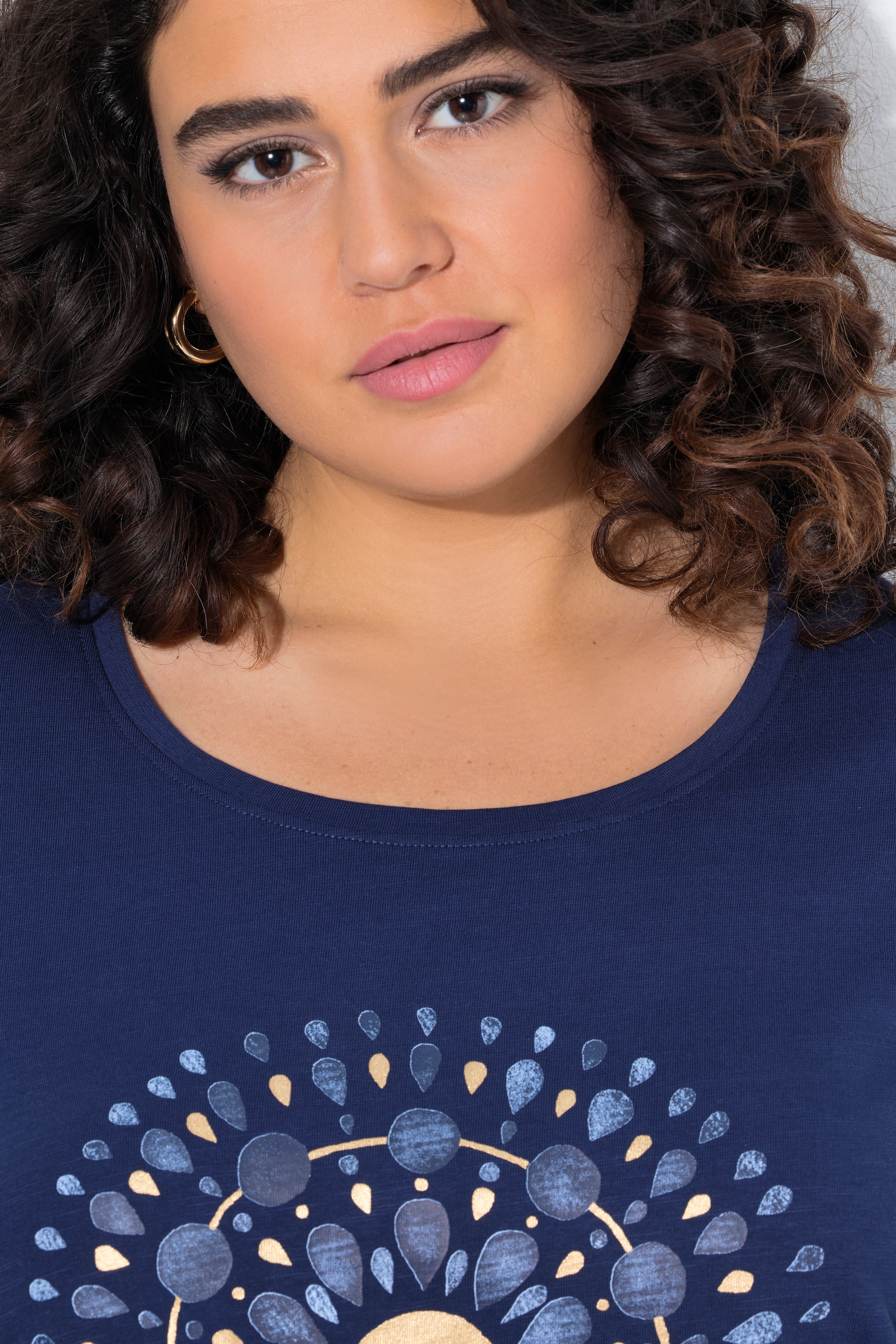 Ulla Popken Damen große Größen T Shirt Mandala A Linie Rundhals Halbarm 818638