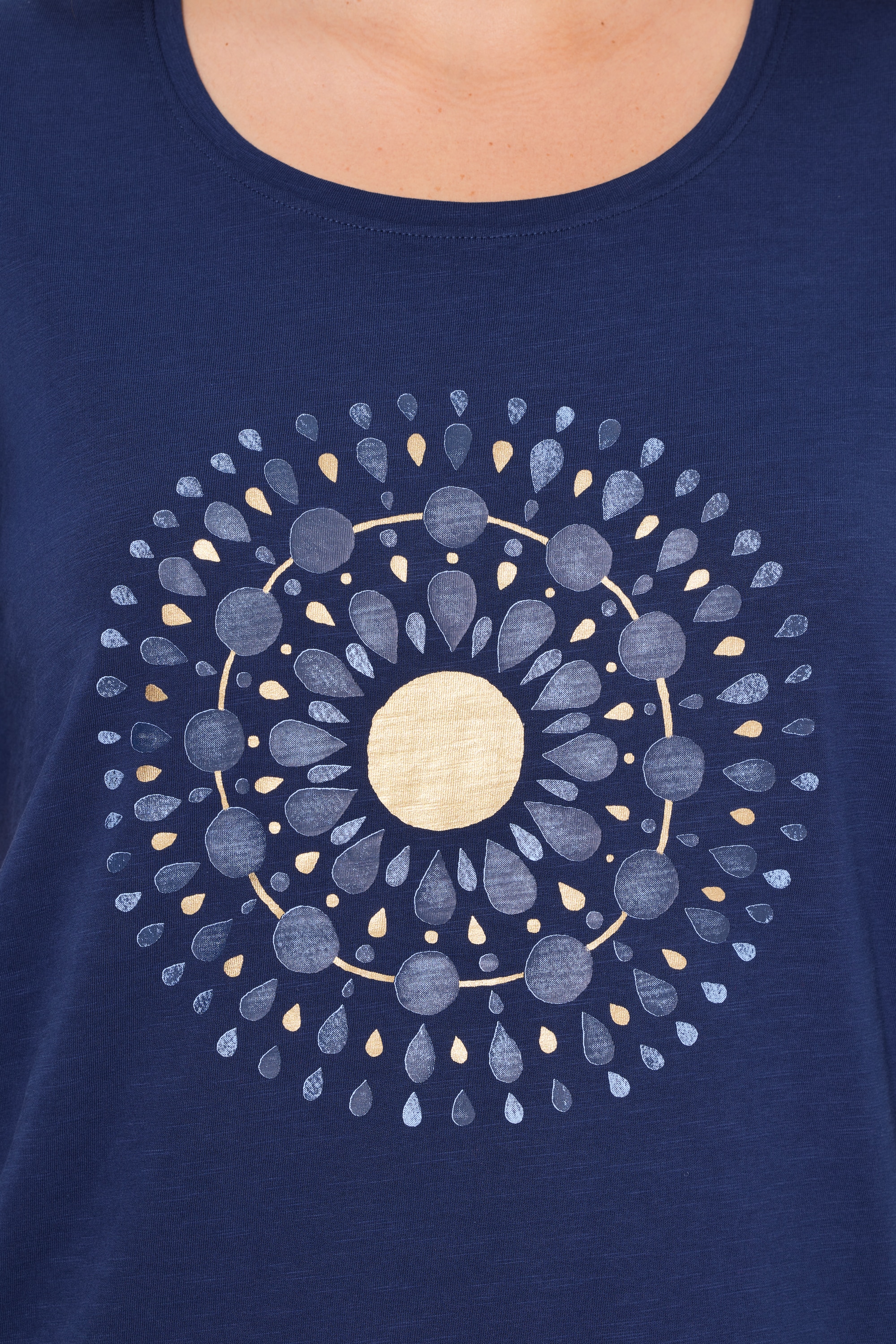 Ulla Popken Damen große Größen T Shirt Mandala A Linie Rundhals Halbarm 818638