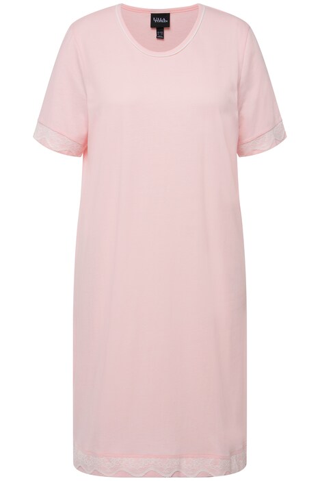 Noční košile, krajkové stuhy, kulatý výstřih, krátké rukávy