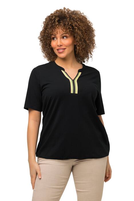 Tričko, pruhované stuhy, tunikový výstřih, krátké rukávy