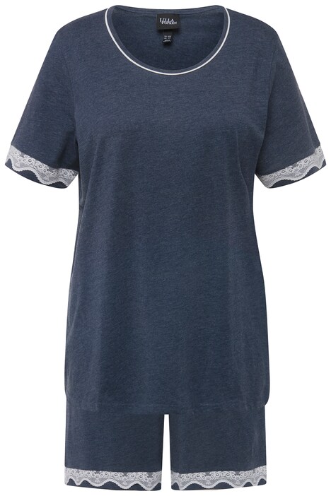 Pyžamo, krajkové stuhy, kulatý výstřih, krátké rukávy