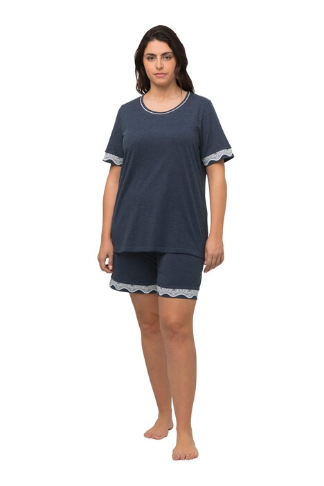 Pyžamo, krajkové stuhy, kulatý výstřih, krátké rukávy