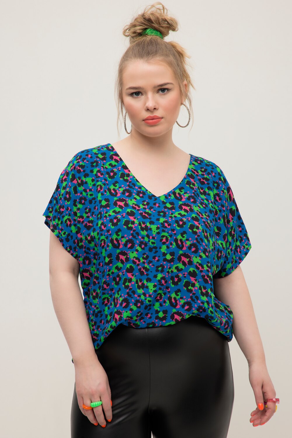 Grote Maten blouse shirt, Dames, blauw, Maat: 50/52, Viscose, Studio Untold