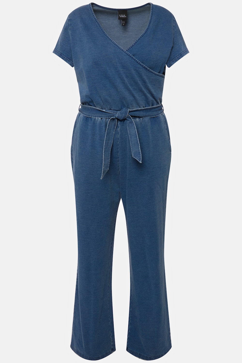 Stora storlekar Jeans-jumpsuit med vida ben, Dam, blå, storlek: 58/60, Bomull, Ulla Popken