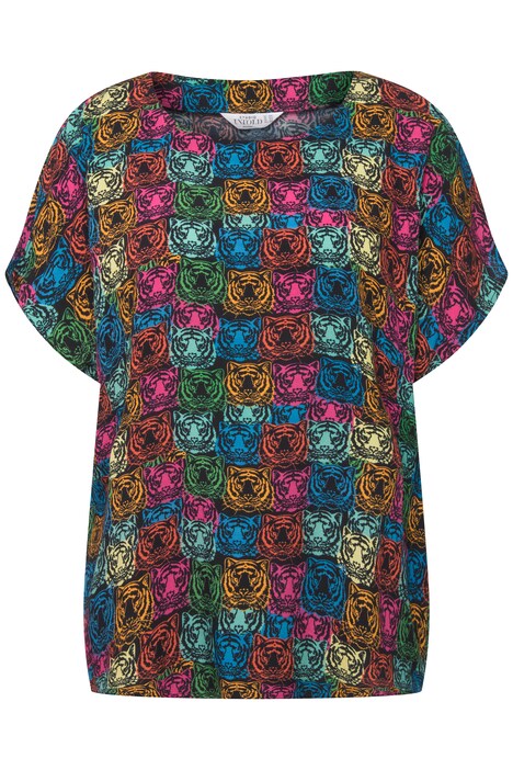 Halenkové tričko, oversize, potisk leopardích hlav, kulatý výstřih