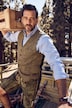Gilet en tweed de costume bavarois, laine mélangée et motif Salt & pepper. Dos en maille
