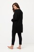 Blusa larga de tela bubble, cuello en V, manga larga, algodón orgánico
