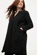 Blusa larga de tela bubble, cuello en V, manga larga, algodón orgánico