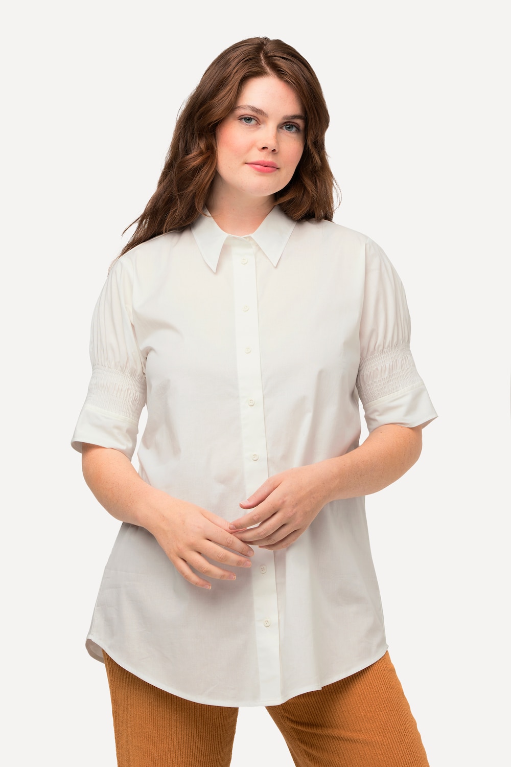 Große Größen Shirtbluse, Damen, beige, Größe: 50/52, Baumwolle, Ulla Popken
