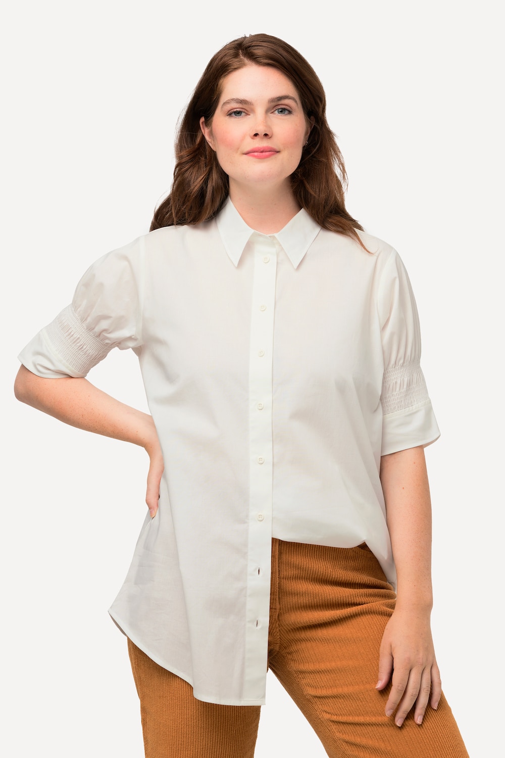 Große Größen Shirtbluse, Damen, beige, Größe: 42/44, Baumwolle, Ulla Popken