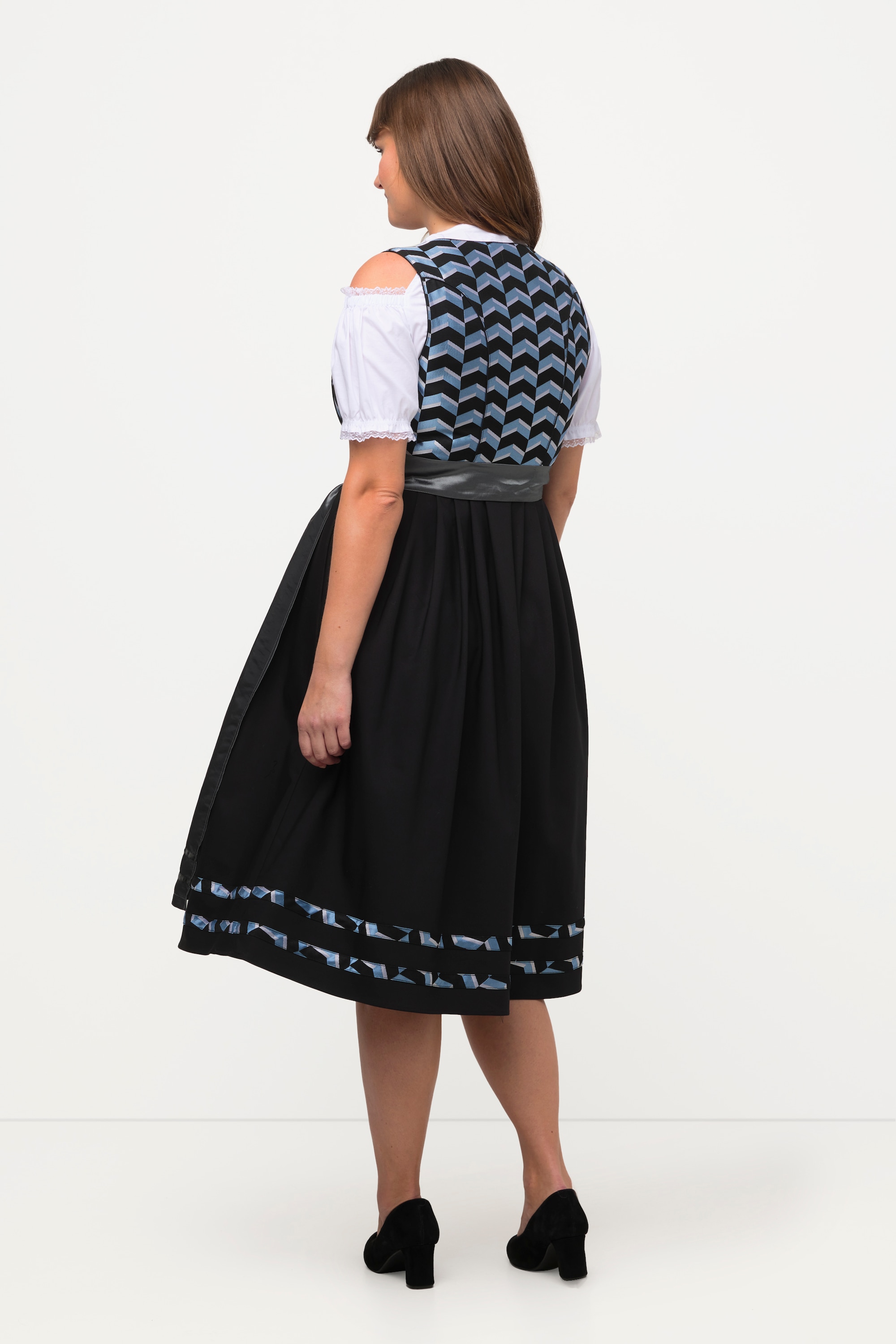 Ulla Popken Damen große Größen Dirndl Zackenmuster Carree Ausschnitt