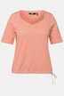 gestreept shirt, hartvormige hals, classic, band aan de zoom, korte mouwen