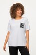 T-shirt, gestreept borstzakje, ronde hals, korte mouwen