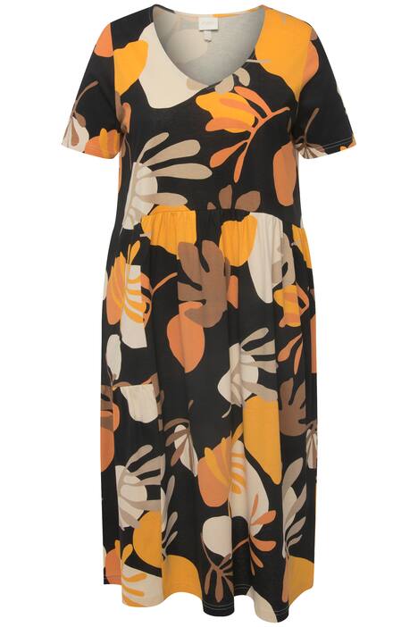 Žerzejové šaty, A střih, výstřih do V, krátké rukávy, biobavlna