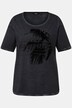 T-shirt, wypukły nadruk w palmy, okrągły dekolt, rękaw 1/2