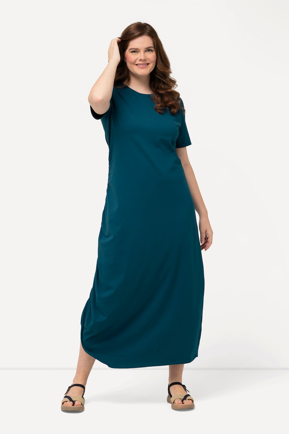 Große Größen Jersey-Maxikleid, Damen, blau, Größe: 46/48, Baumwolle, Ulla Popken