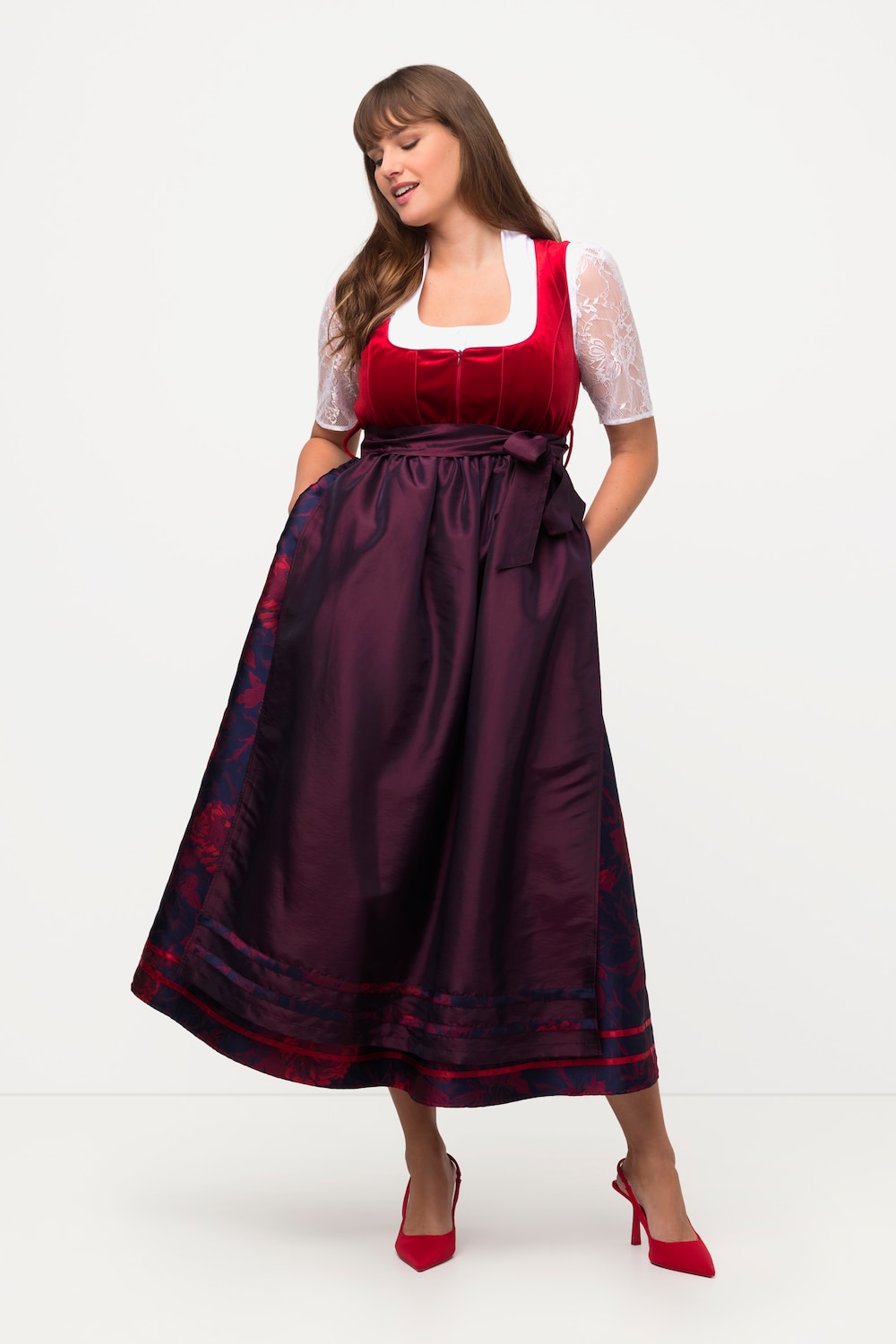 Große Größen Dirndl, Damen, blau, Größe: 58, Polyester/Baumwolle/Synthetische Fasern, Ulla Popken