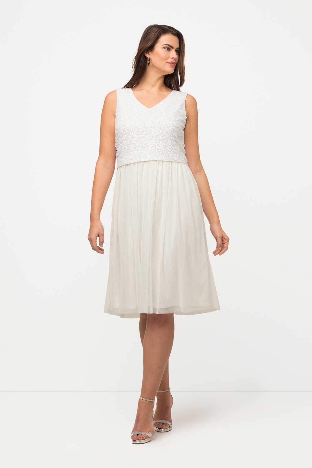 Große Größen Midikleid, Damen, weiß, Größe: 54/56, Polyester, Ulla Popken