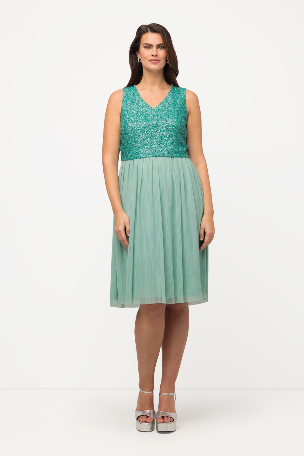 Große Größen Midikleid, Damen, türkis, Größe: 46/48, Polyester, Ulla Popken