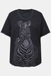T-shirt, zebra, opengerand, ronde hals, halve mouwen