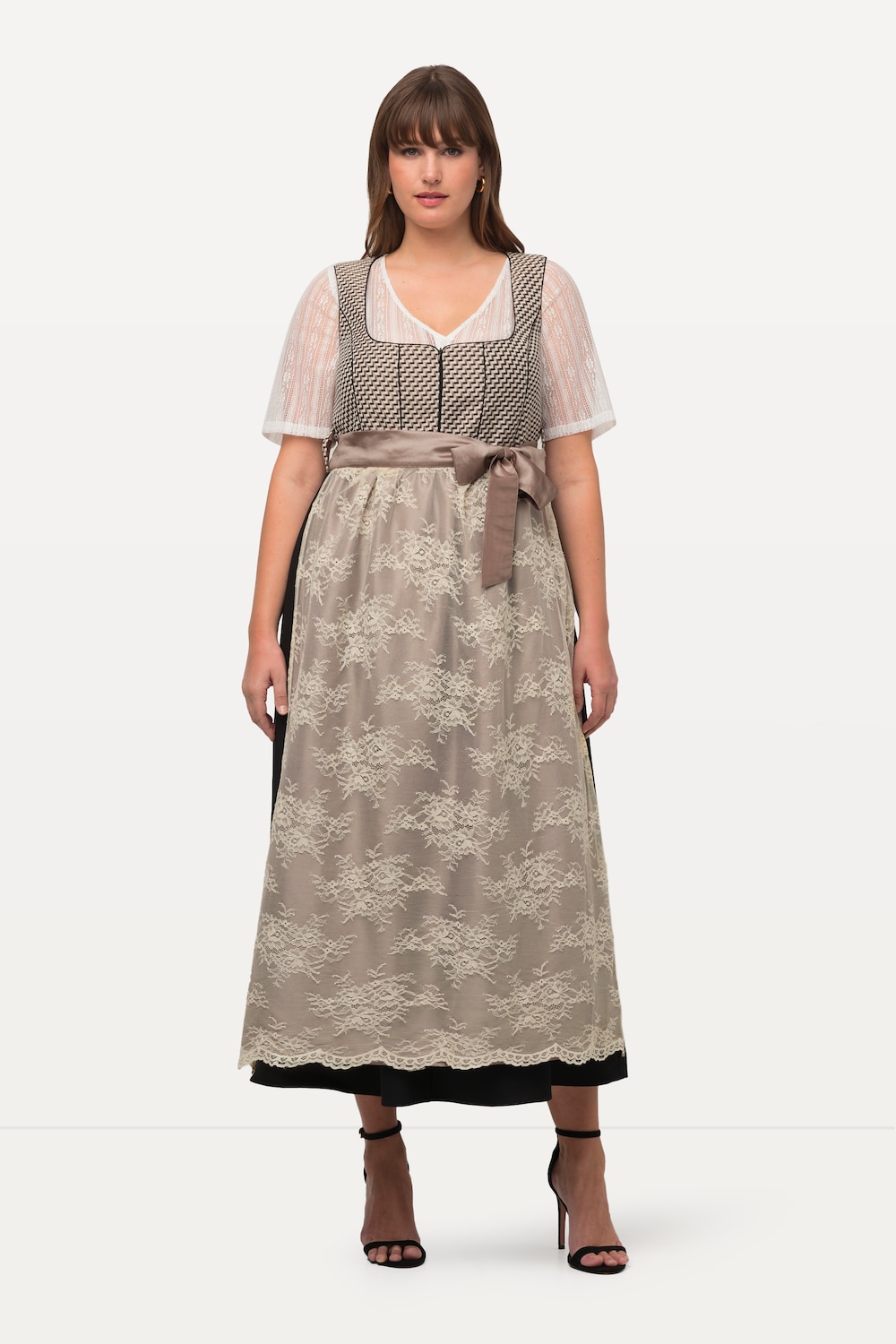 Große Größen Dirndl, Damen, braun, Größe: 50, Polyester/Baumwolle/Synthetische Fasern, Ulla Popken