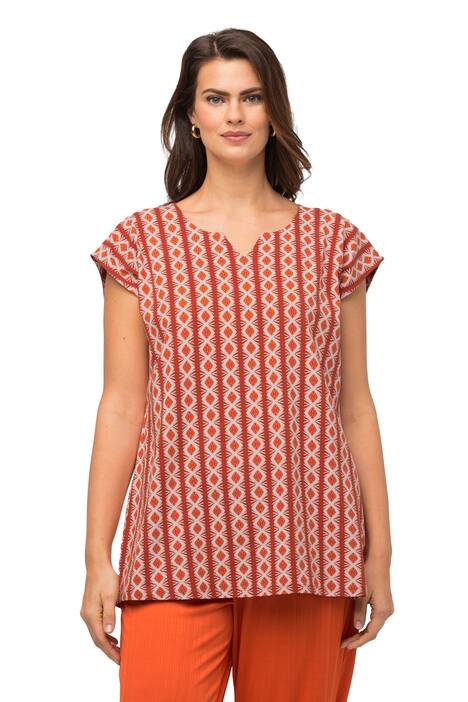 Tričko, grafický vzor, tunikový výstřih, krátké rukávy