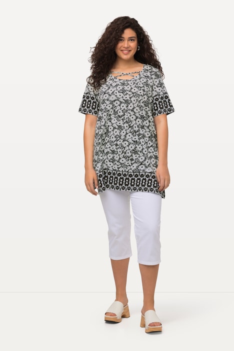 Allover Print Longline Cotton Knit Tunic