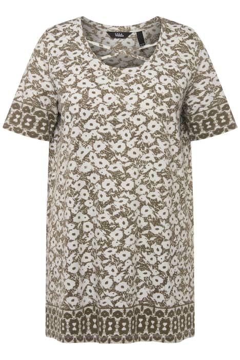 Tričko, vzor, A střih, kulatý výstřih, ozdobné stuhy, krátké rukávy